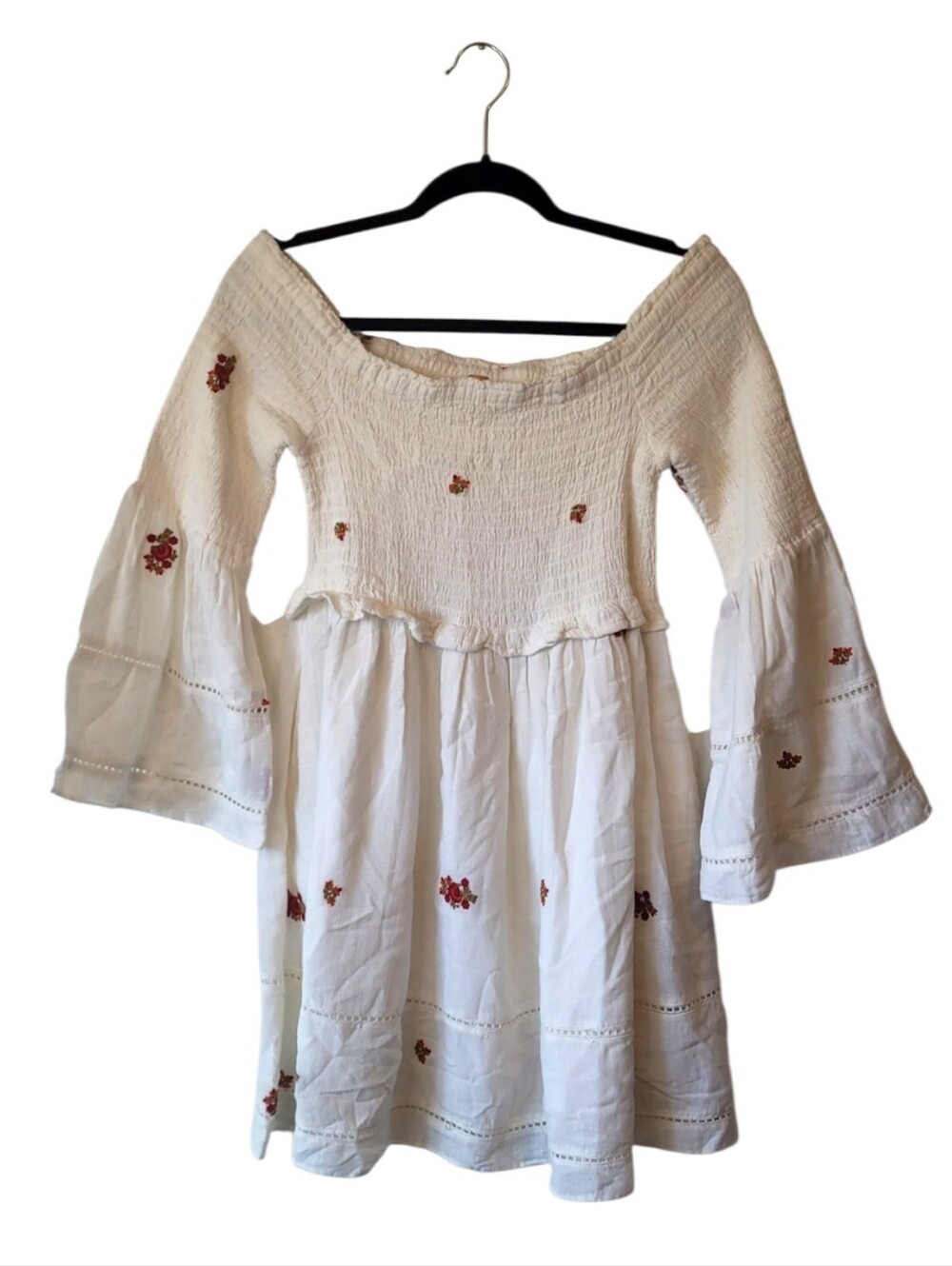 Free People Counting Daisies Embroidered Off-The-Shoulder Dress Size S